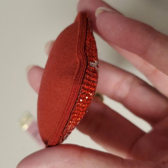 •Red rhinestone heart ❤ keychain with ball & tassel•heartbeat line•goldtone•NWT - Picture 4 of 13